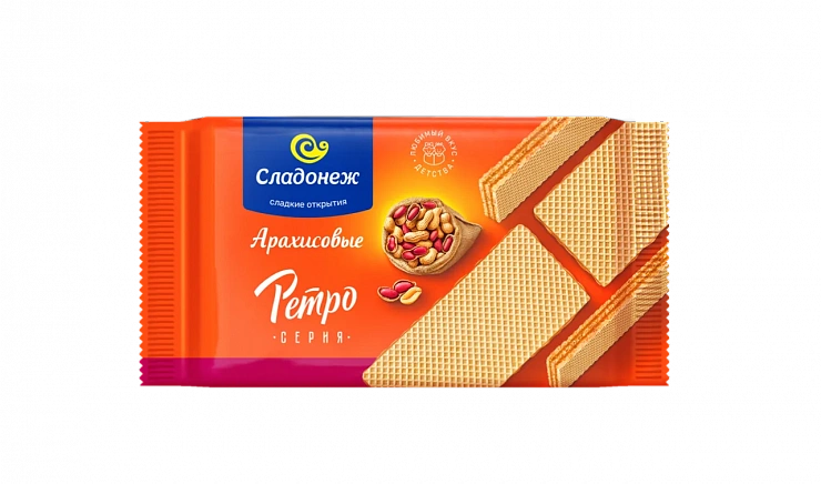 Вафли ТМ «Сладонеж» Ретро серия арахисовые