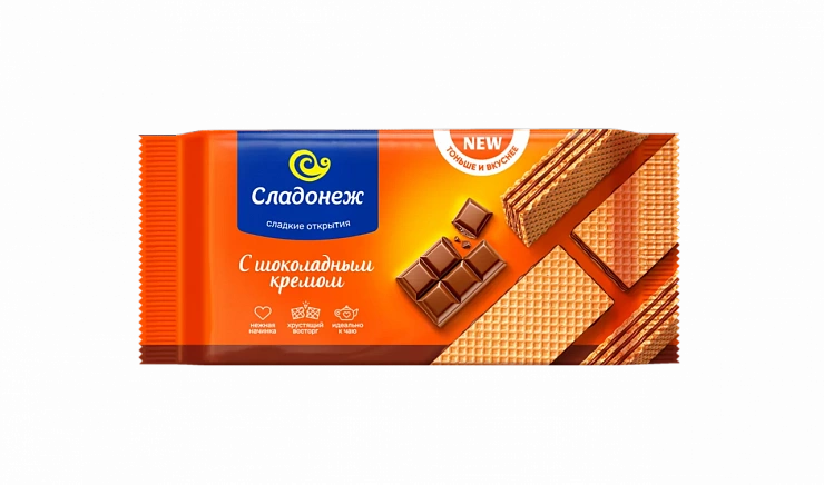 Вафли ТМ  «Сладонеж» Тоньше и вкуснее с шоколадным кремом
